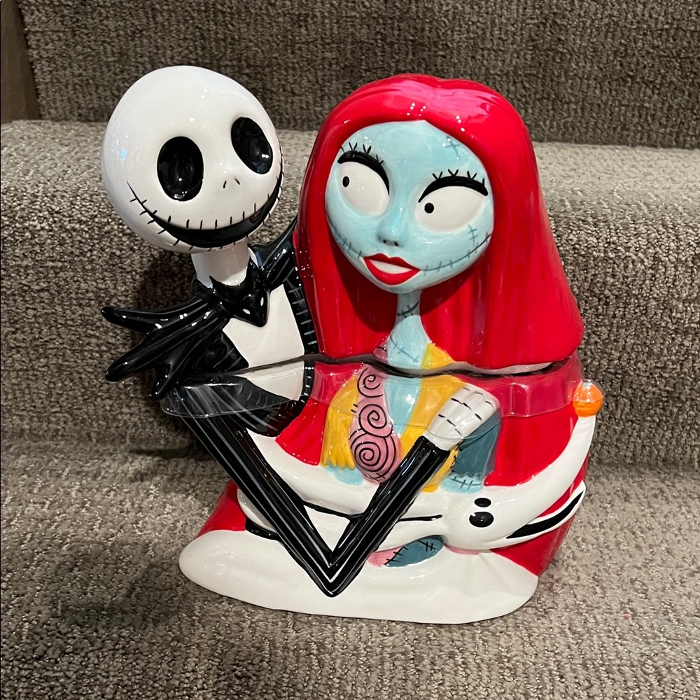 Disney Jack and Sally Cookie Jar - Red, Black, White